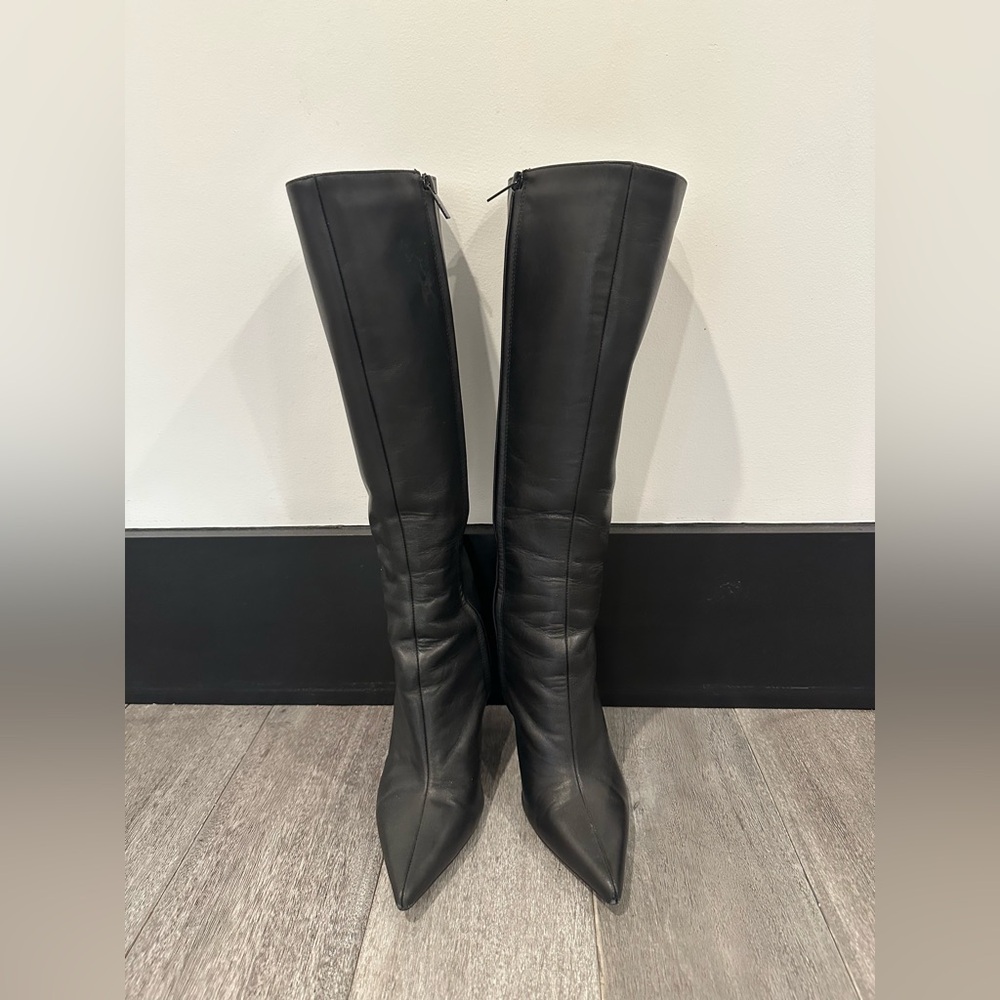 Black Leather Knee-High Boots